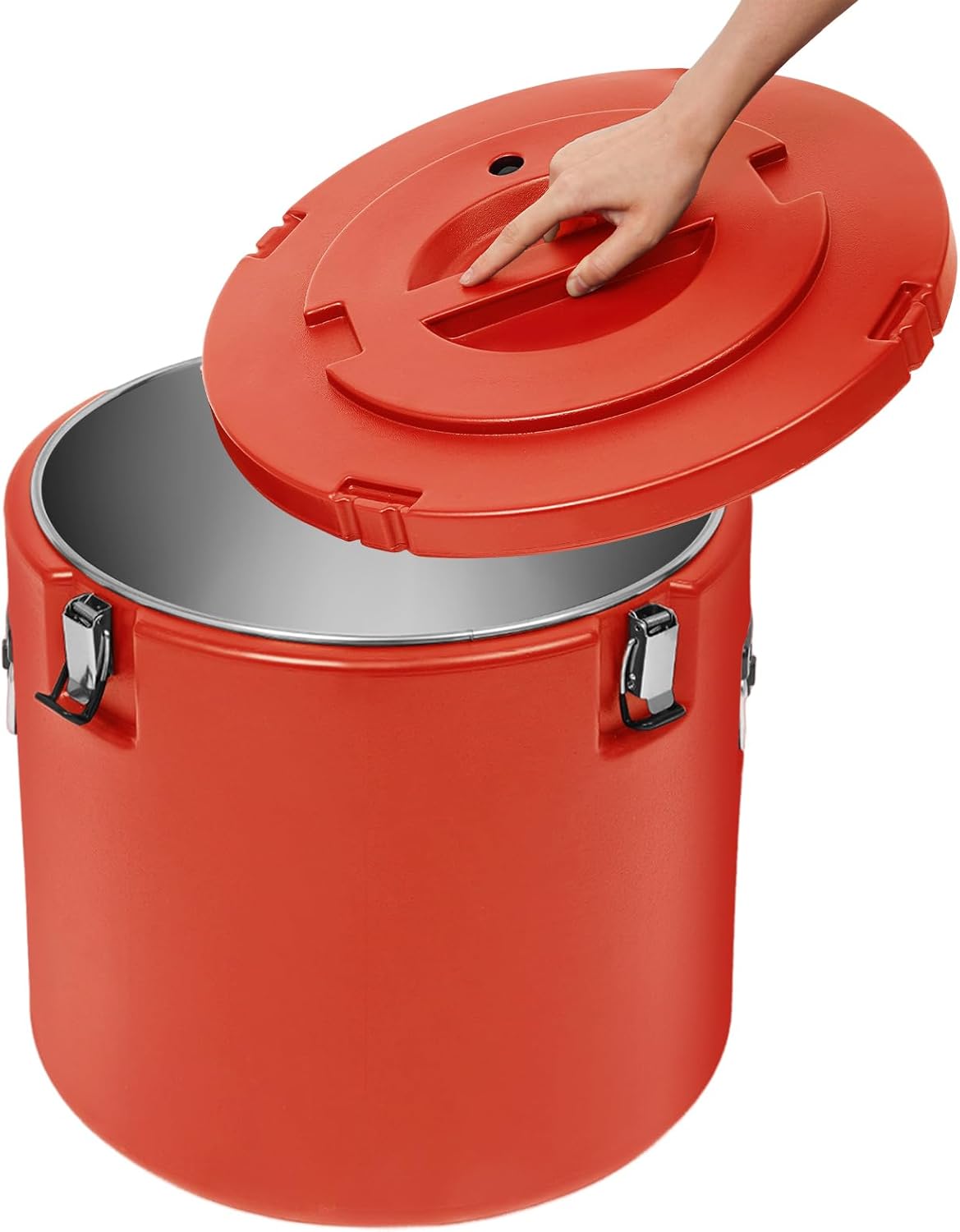DYNAMI 13.2Gal Large Insulated Food Container, Portable Commercial Food Warmer Insulated Soup Container Cold Hot Box for Catering,304 Stainless Steel Inner Liner, Sealed and Leak-proof (Red)