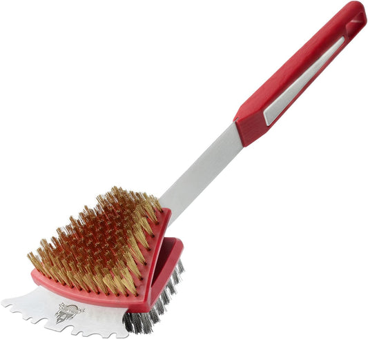 GRILLGEN Grill Brush and Scraper- Heavy Duty Grill Brush with Steel and Brass Bristles BBQ Cleaner for Outdoor Grills,BBQ Accessories for Porcelain, Cast Iron, Stainless Steel Grates