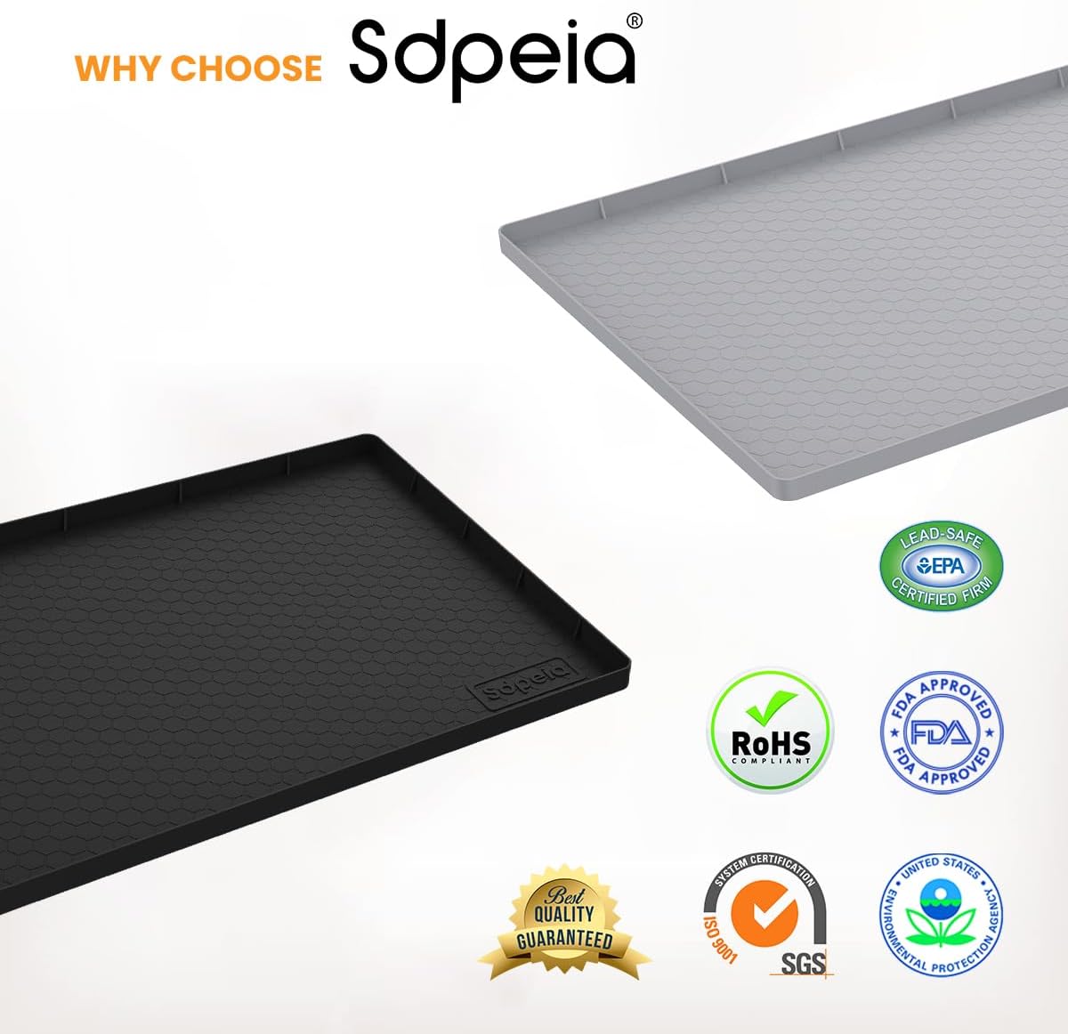 Sdpeia Under Sink Mat 31"×22" – Waterproof Silicone Cabinet Liner & Sink Protector for Kitchen & Bathroom, Multi-Purpose Organizers Tray for Pets, Laundry, Cat Litter Mat, Black