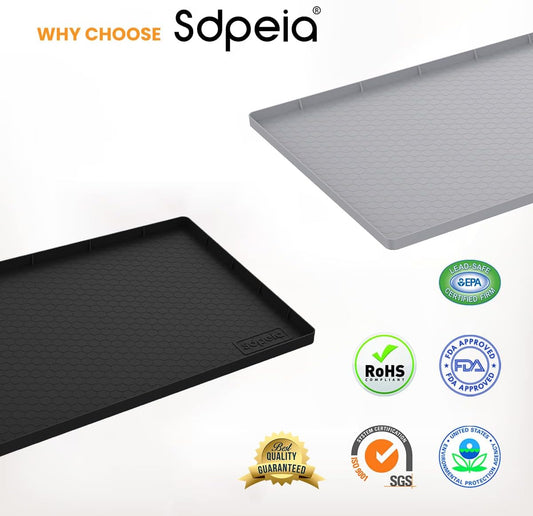 Sdpeia Under Sink Mat 31"×22" – Waterproof Silicone Cabinet Liner & Sink Protector for Kitchen & Bathroom, Multi-Purpose Organizers Tray for Pets, Laundry, Cat Litter Mat, Black
