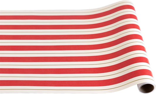 Red Gold Striped Table Runner - Disposable Paper Table Runner Roll for Parties or Weddings - Made in USA