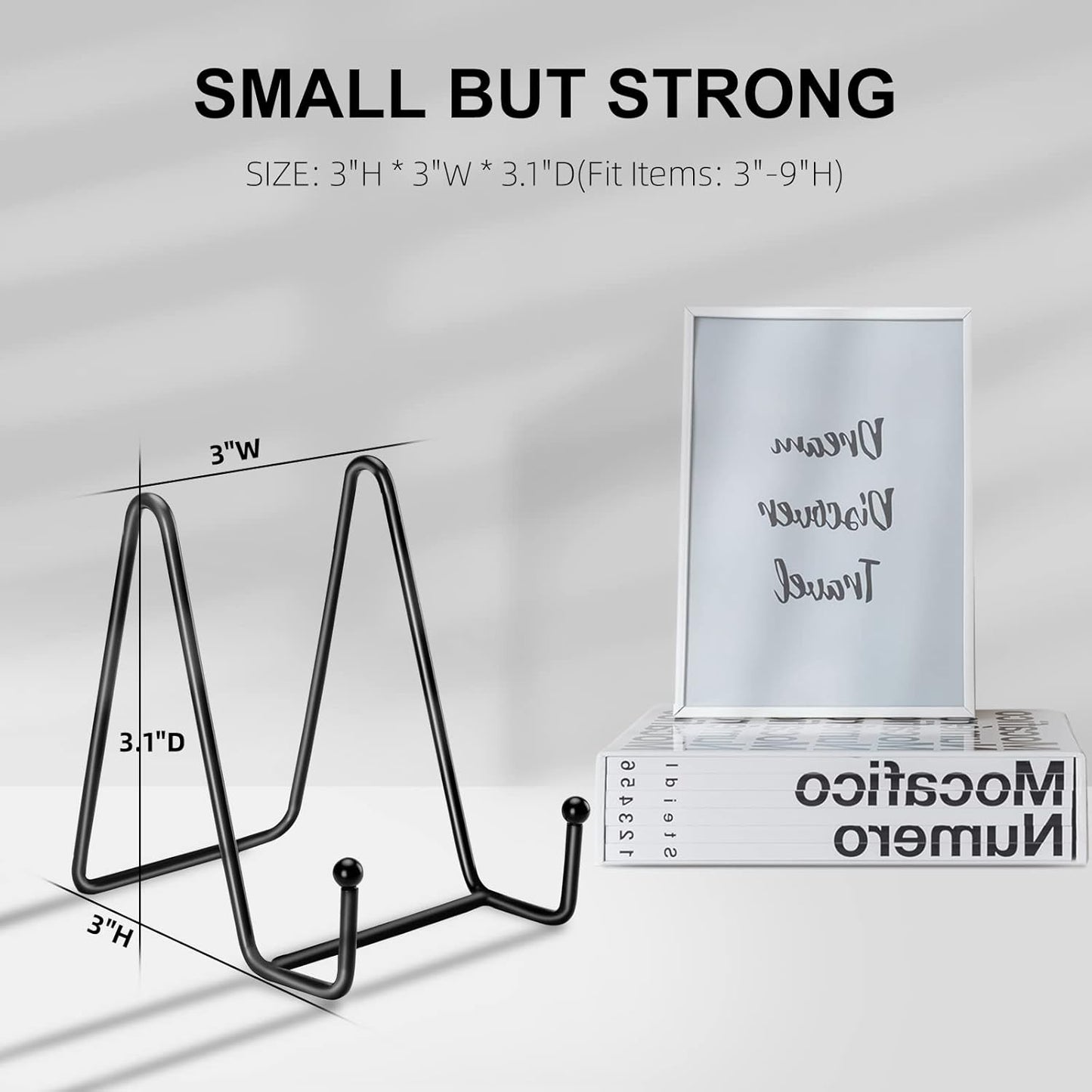 Kruodop 5 Pack Plate Stands for Display, 3 Inch Plate Holder Display Stand, Metal Frame Holder Stands for Book, Pictures, Photo Easel, Tabletop Art