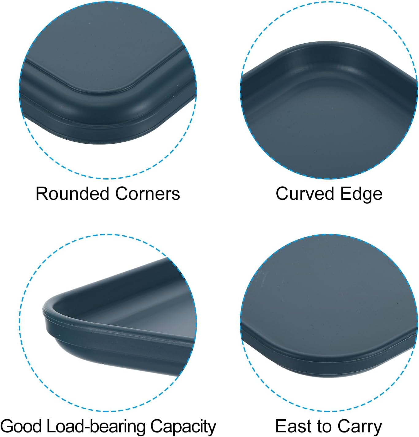 PATIKIL 9x7 Fast Food Tray, 2 Pack PP Plastic Reusable Multi-Purpose Non-Slip Rectangle Serving Tray for Cafeteria Restaurant Home Kitchen, Dark Blue