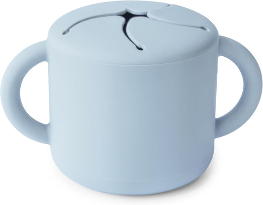 mushie Silicone Snack Cup | Spill Proof Food Container for Toddler and Baby (Powder Blue)
