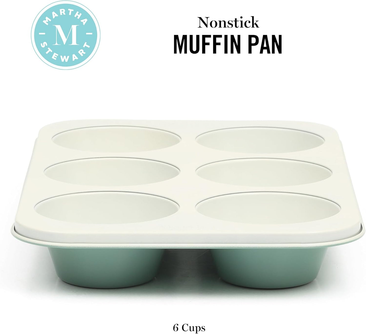 Martha Stewart Gallen 6 Cup Nonstick Carbon Steel Muffin/Cupcake Pan - Teal