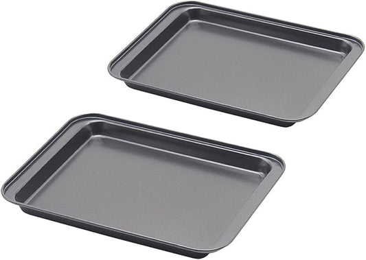 Little Small Baking Sheets Nonstick Set of 2 (9.5inch X 7.1inch) - SS&CC 8 Inch Nonstick Baking Toaster Oven Tray Cookie Sheets, 1 or 2 Person Household