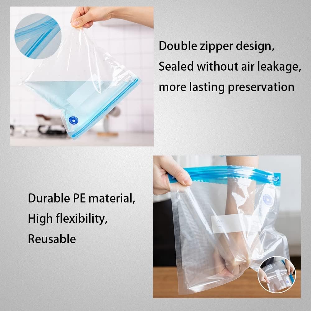 Sous Vide Bags-30pcs Reusable Vacuum Food Storage Bags, with 3 Sizes Vacuum Food Bags,1 Hand Pump,3 Sealing Clips for Food Storage and Sous Vide Cooking