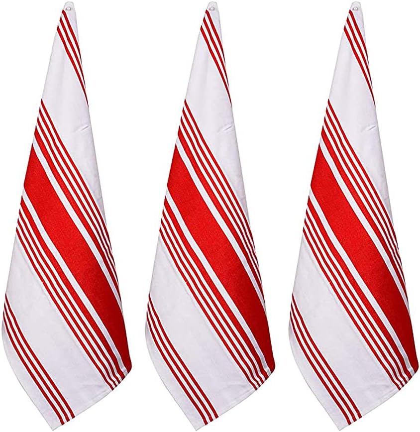 Urban Villa Kitchen Towels 100% Cotton Pack of 6, Highly Absorbent Quick Drying Super Soft Premium Dish Towels 20x30 Inch for Kitchen with Hanging Loop Hand & Tea Towels - Red/Blue/White