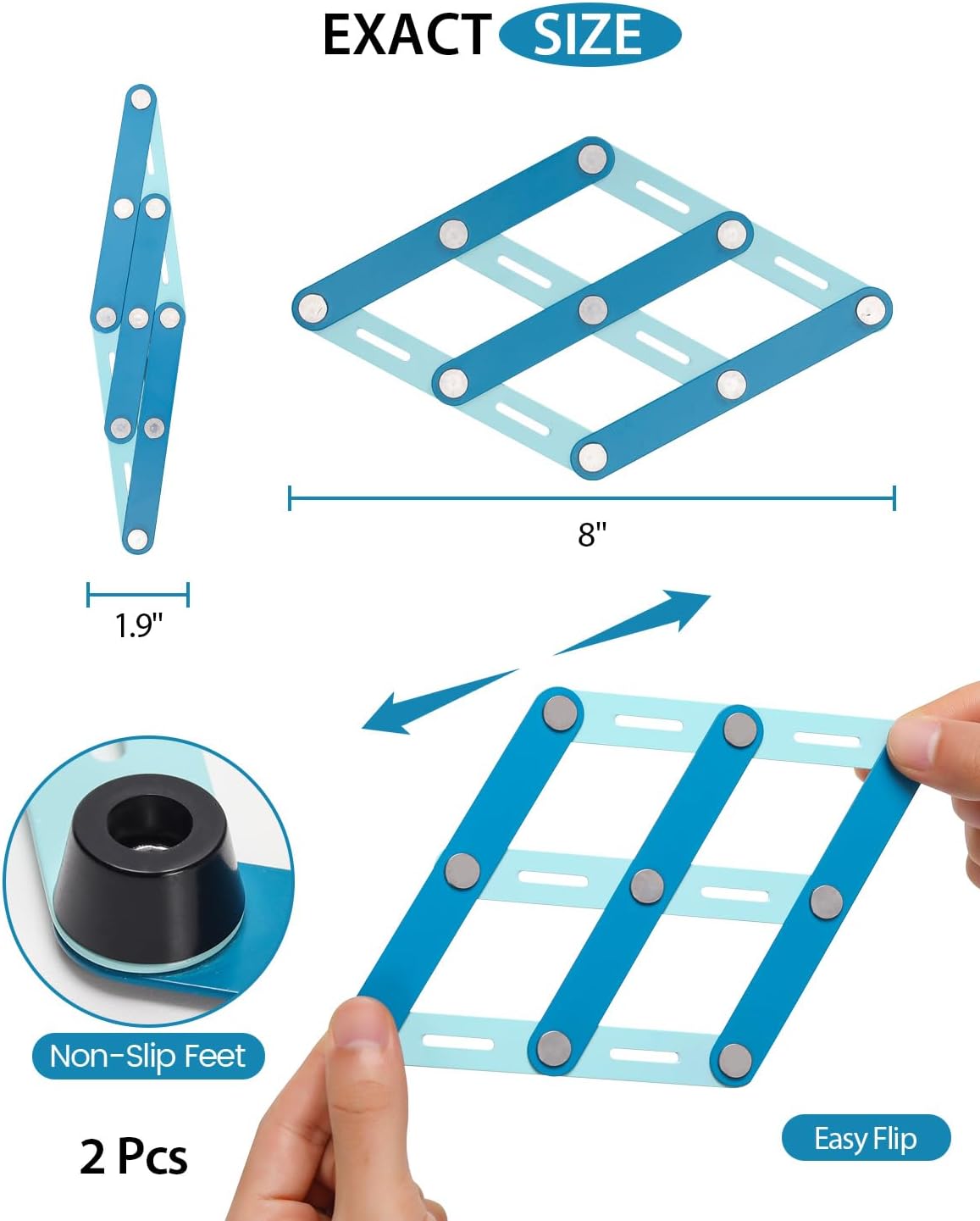 2 Pcs Expandable Trivets for Hot Pots and Pan, Modern Color-Block Kitchen Hot Pads, Small Pot Mat, Flexible & Adjustable, Stores Neatly,Heat-Resistant Stainless Steel Trivets for Kitchen