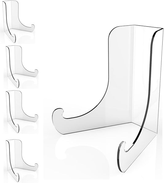 Boloyo Flat Back Acrylic Plate Display Stand , 3 Inch 5PC Clear Acrylic Display Holder Easel Base for Home Office Kitchen School Art Display