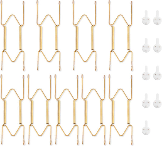 Bilillo 9 Pack Plate Hangers for The Wall, Suitable for 6-8 inch Art Plate, Stainless Steel Invisible Heavy Duty Wire Plate Holder with Wall Hooks, Plate Hangers for Displaying Plates, Platter, Dish