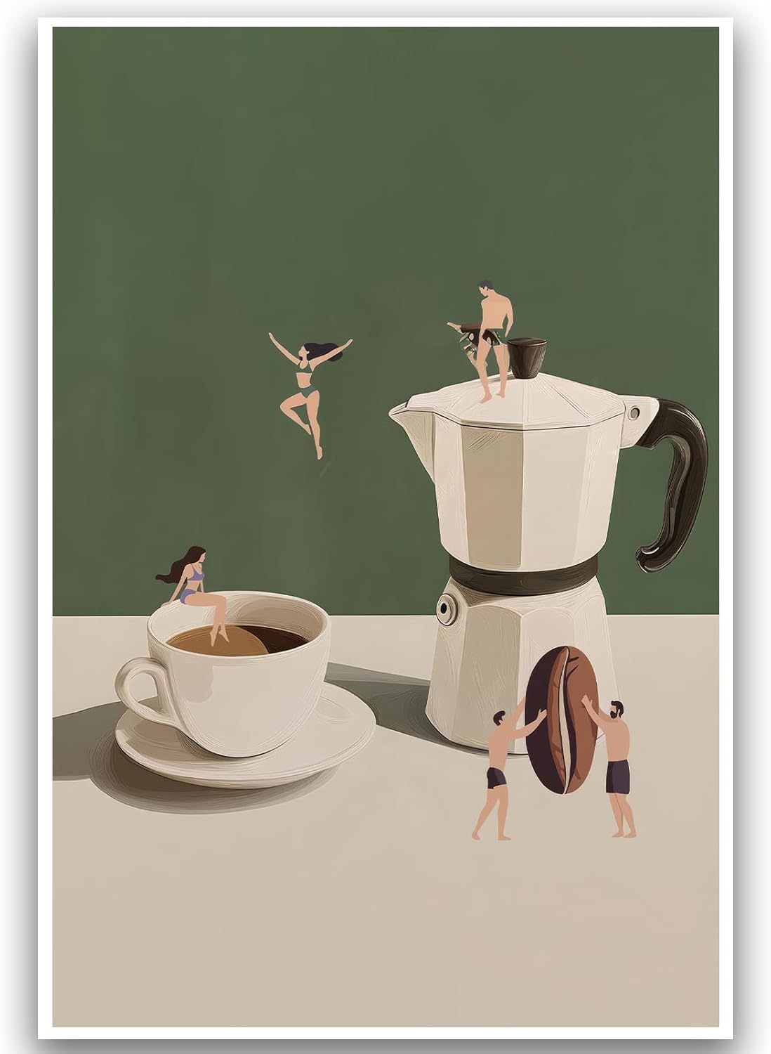 ZHGYGBN Kitchen Wall Art Vintage Abstract Kitchen Poster Restaurant Picture Funny Coffee Canvas Wall Art Ideas Bar Lovers Gift 16x24Inch Unframed Decor for Coffee Shop Home Bar Modern Living Rooms