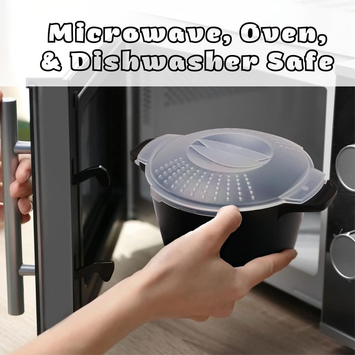 Professional Large Micro Cooker for Microwave 2 Quart | Food Steamer Pot for Vegetable, Melting Butter | BPA Free, Dishwasher Safe Cookware