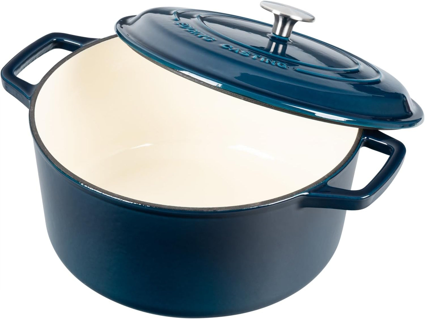 Enameled Cast Iron Dutch Oven Pot With Lid, Dutch Oven for Sourdough Bread Baking Round Pot Dule Handle, 7.5 Quart, Blue