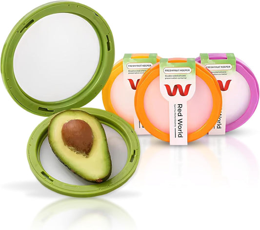 Avocado Saver and Onion Storage - Avocado Keeper Tomato Saver 4-Piece Set Silicone Food Storage Containers & Lemon Garlic Potatoes Saver - Reusable Fruit and Vegetable Storage Containers for Fridge