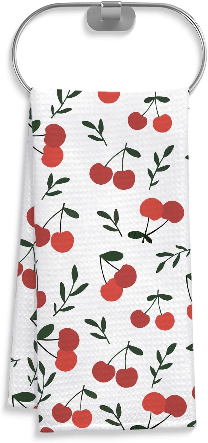 Cherry Kitchen Towel Decor, Cherry Hand Towel Dish Towel for Kitchen Bathroom Decor, Fruit Lover Gifts, 16x24 Inches