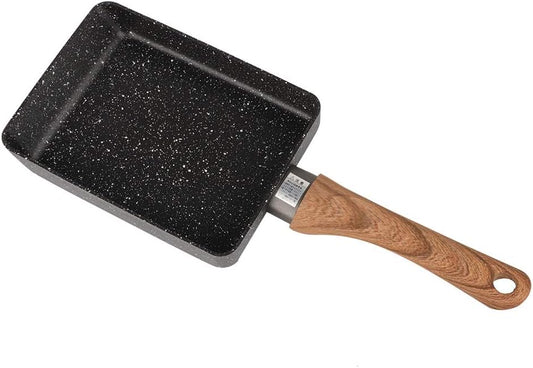 Tamagoyaki Japanese Omelette Pan, Egg Pan Skillet, Non-stick Rectangle Square Frying Egg Roll Pan with Wood Handle Aluminum Cookware for Cooking