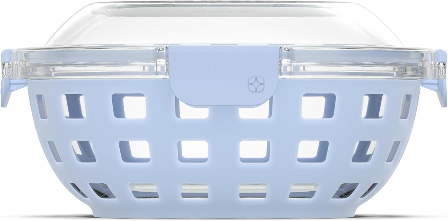 Ello Duraglass Meal Prep Lunch Bowl Container, 5 cup- Glass Food Storage Container with Silicone Sleeve and Airtight BPA-Free Plastic Lid, Dishwasher, Microwave, and Freezer Safe