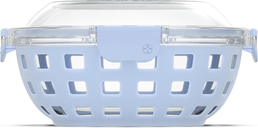 Ello Duraglass Meal Prep Lunch Bowl Container, 5 cup- Glass Food Storage Container with Silicone Sleeve and Airtight BPA-Free Plastic Lid, Dishwasher, Microwave, and Freezer Safe