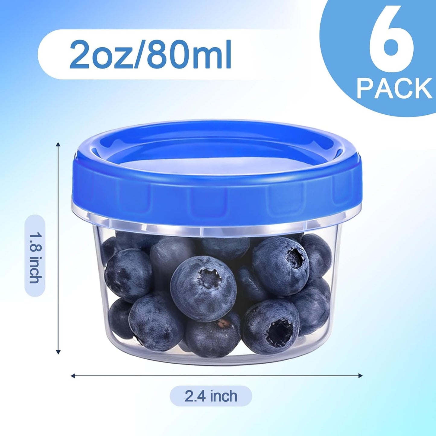 6 Pcs 2 oz Salad Dressing Container To Go Small Sauce Containers with Lids, Reusable Condiment Cups for Lunch Box, Airtight Freezer Storage Containers, Microwave & Dishwasher Safe