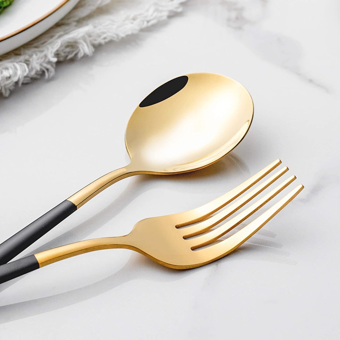 20 Piece Black Gold Silverware Set,Stainless Steel Flatware Cutlery Set Service for 4 Including Forks Spoons Knives,Utensil Set,Tableware for Home and Restaurant, Dishwasher Safe