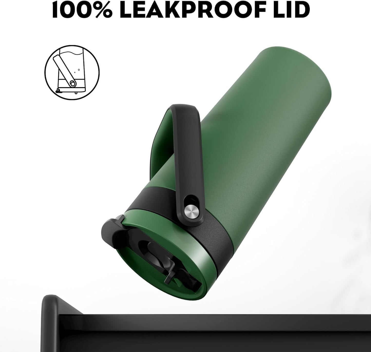 24 oz Insulated Coffee Mug for Gifts: 2-in-1 Straw Flip Lid, Keep Cold 24H, Fit in Car Cupholder, Leakproof, Stainless Steel Coffee Tumbler with Handle for Work, Travel, Camping and Home (Forest)