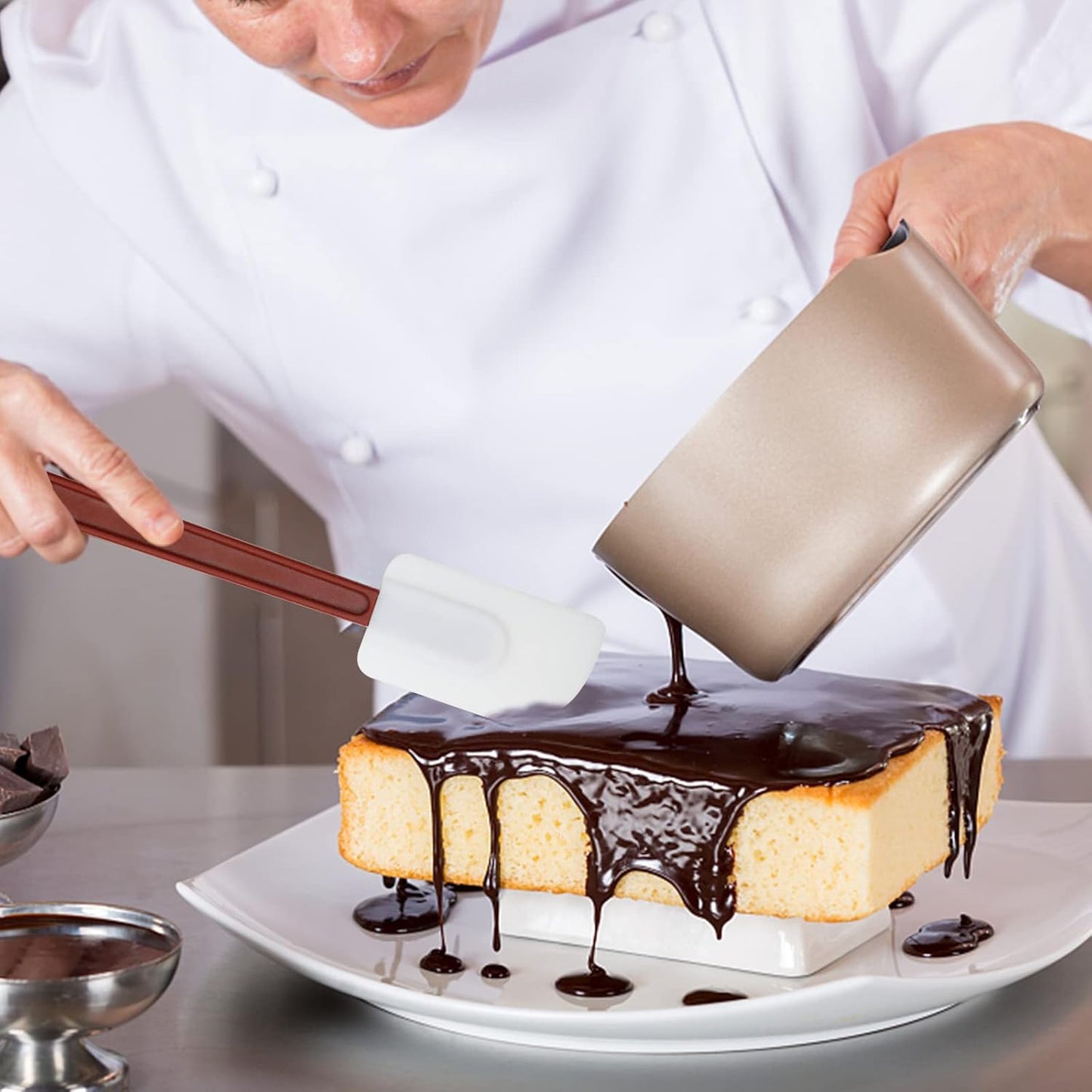 10 INCH Silicone Spatulas Heat Resistant Heavy Duty Rubber Spatulas Commercial Spatulas Set for Kitchen Use Silicone Cooking Utensils Sets of 2