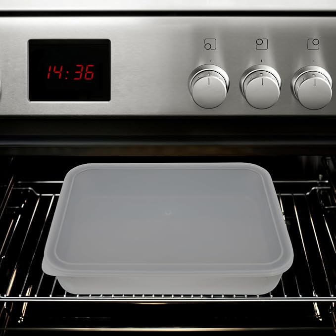 Fresh-Keeping Baking Tray with Lid 9.05X6.69X1.96 Inch Airtight Cake Container for Oven and Refrigerator Food Storage