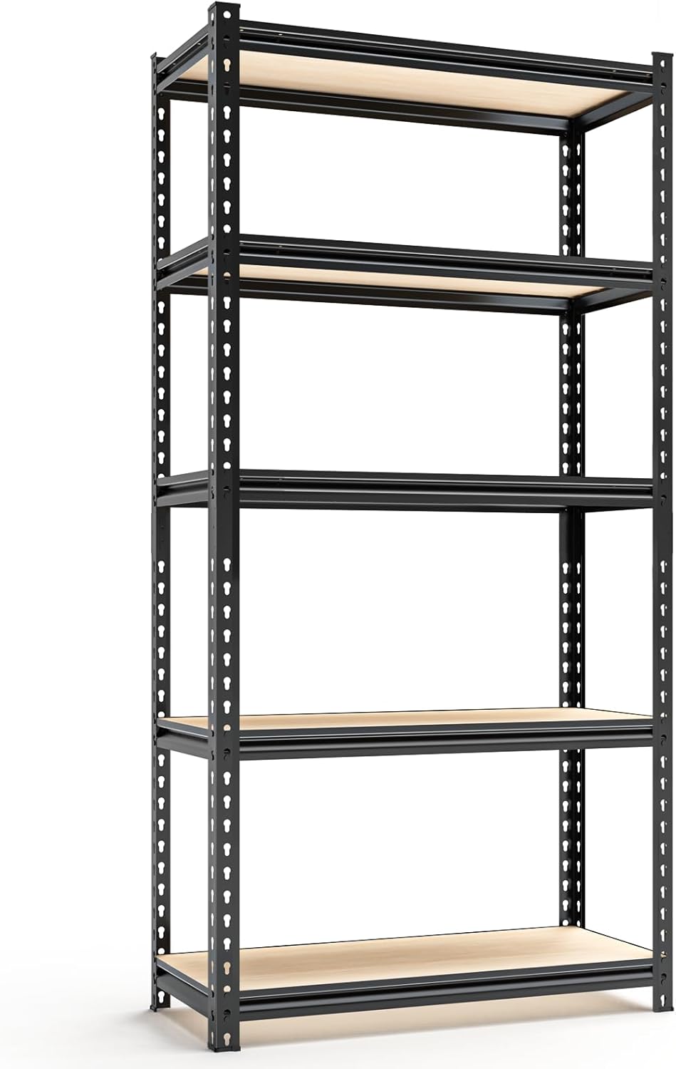 28" W Father&I Industrial Heavy-Dudy Garage Shelving Units/Systems: Metal 5-Tier Storage Shelves Adjustable for Basement/Closet/Tote/Kitchen/Pantry Organization, 60" H*28W *12" D, Black