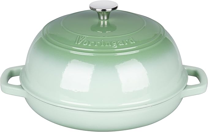 Enameled Cast Iron Dutch Oven Pot with Lid, Bread Oven for Sourdough Bread Baking, Dutch Ovens with Bread Proofing Basket& Baking Supplies Set, 6 Quart, Green