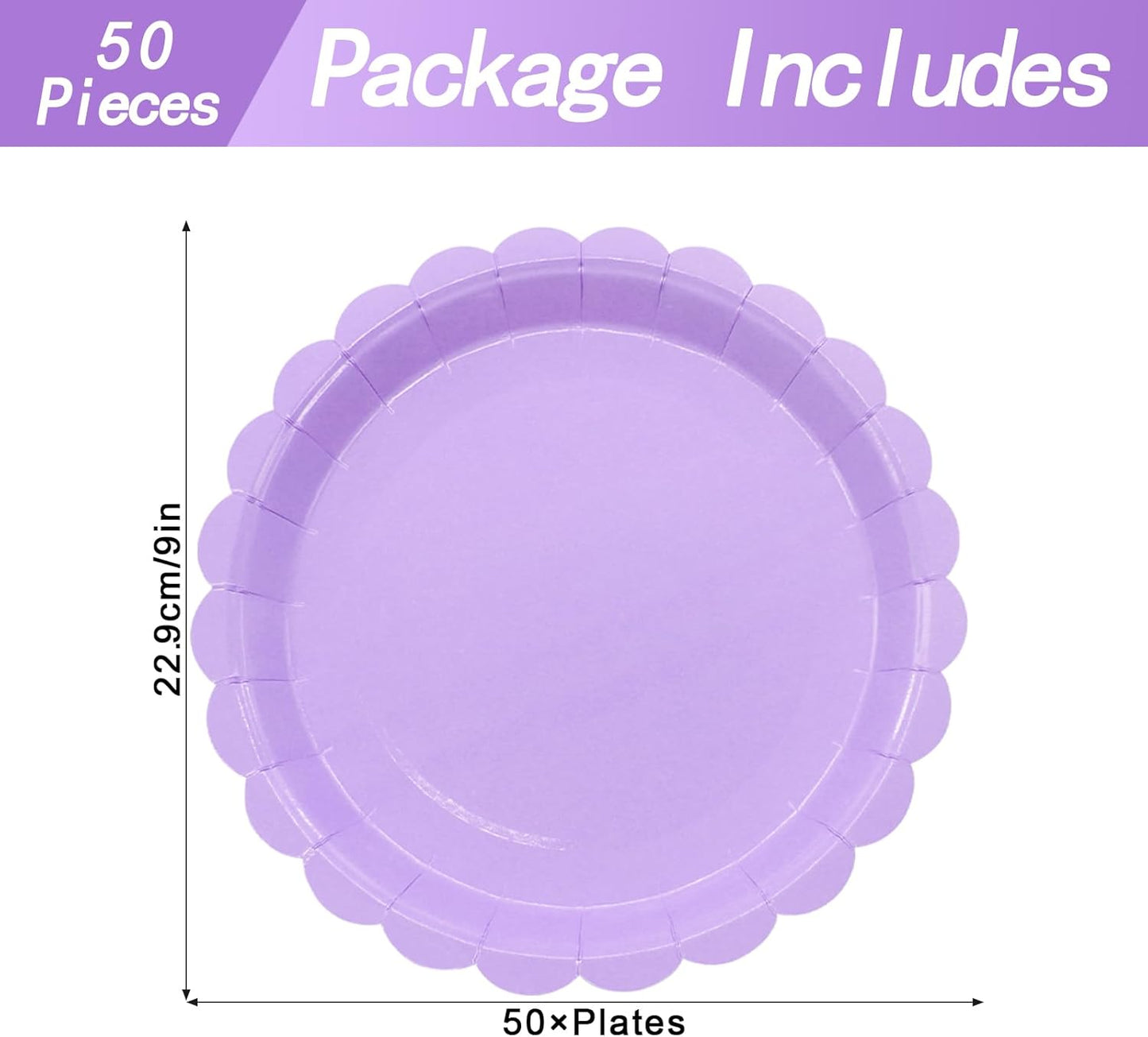 50Pcs Light Purple Paper Plates Purple Party Supplies 9 Inch Disposable Dessert Plates Birthday Party Plates for Tea Party Baby Shower Wedding Graduation Picnic BBQ