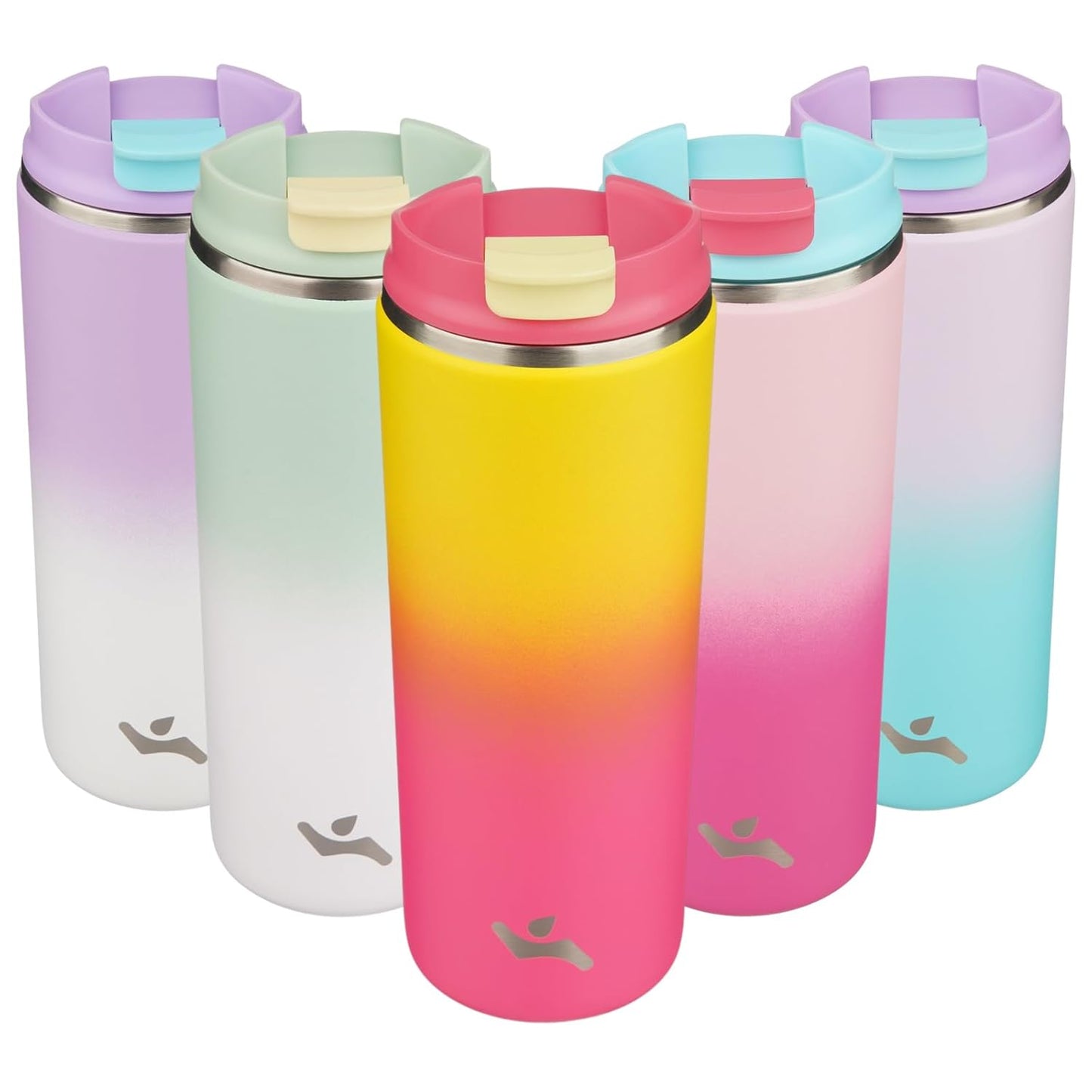 Tumbler with Lid, 16 oz Travel Coffee Mug Double Wall Vacuum Stainless Steel Thermal Metal Cup Insulated Water Bottle,Rainbow