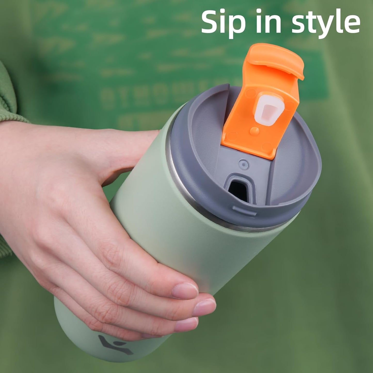 Tumbler with Lid, 12 oz Travel Coffee Mug Double Wall Vacuum Stainless Steel Thermal Metal Cup Insulated Water Bottle,Soft Green