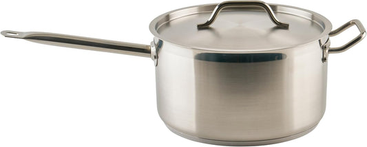 Winco Heavy-Duty Stainless Steel Sauce Pan with Cover and Helper Handle, 10 Quart