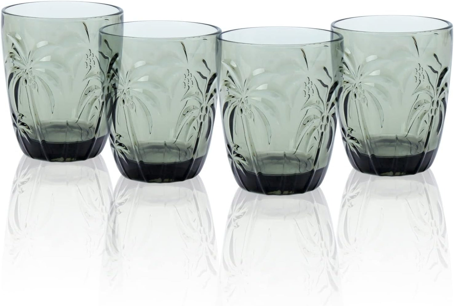 M&N HOME Set of 4 Old Fashioned Drinking Glasses, 9 Oz Cups, Glass Tumblers, Glass Cups, Water Glasses, Juice Glasses, Highball Glasses, Glassware Set - GREY SET