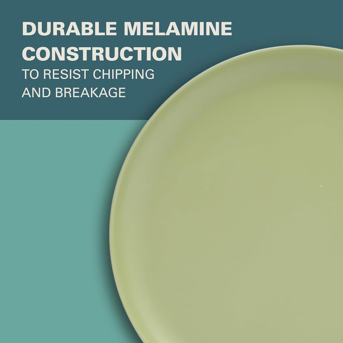 Gibson Home Fairhope 12-Piece Matte Green Melamine Dinnerware Set – Durable Lightweight Plates and Bowls, Kitchen Dining Set