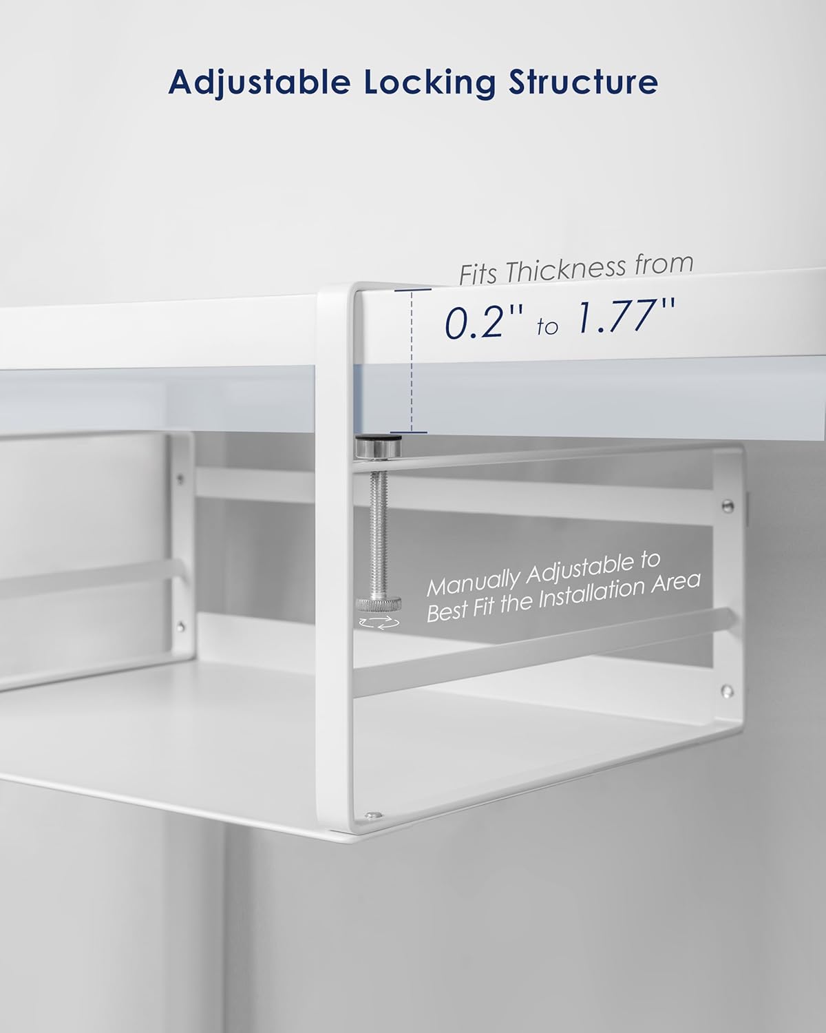 Nxconsu 2Pack Under Shelf Storage Basket Organizer Hanging Holder for Kitchen Cabinet Pantry Cupboard Closet Desk Bookshelf Organization Space Saver Heavy Duty Slide-in Adjustable Mounting Clamp White