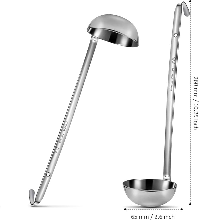meekoo 3 Pieces Stainless Steel Ladle Soup Handle Ladle with Pouring Rim for Kitchen Cooking Soup Sauce(3 oz)