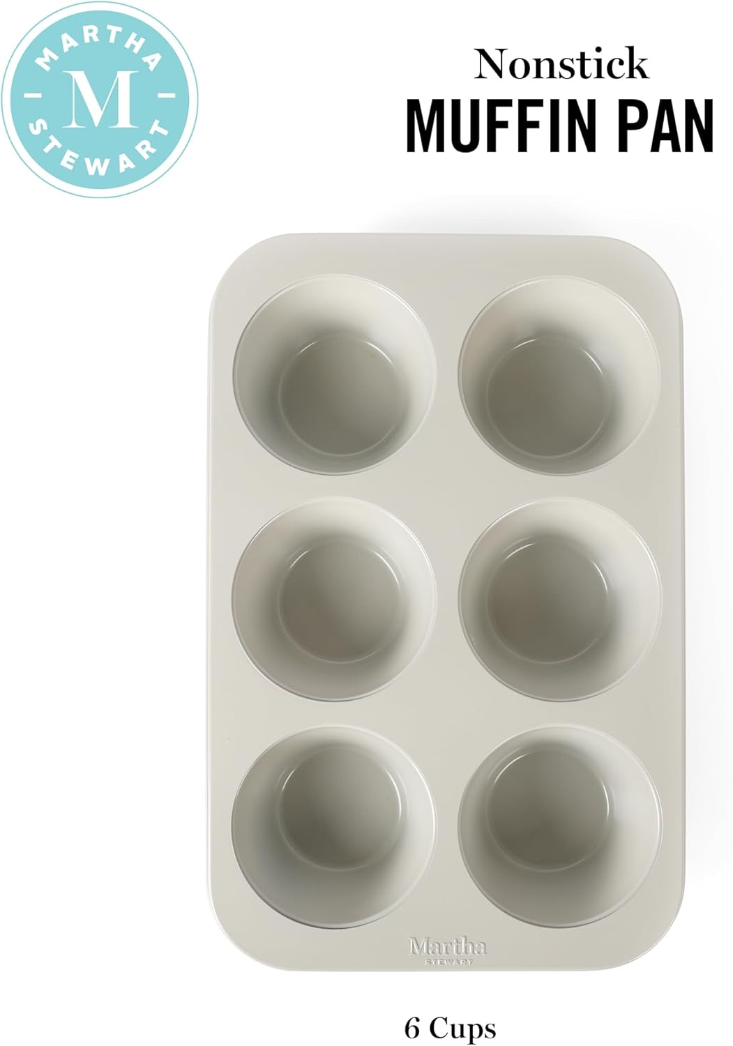 Martha Stewart Gallen 6 Cup Nonstick Carbon Steel Muffin/Cupcake Pan - Cool Grey