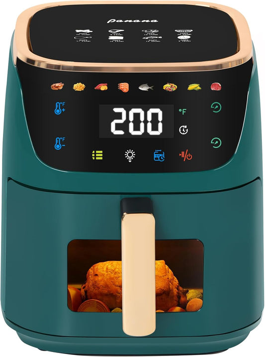Panana 8QT Large Air Fryer Compact, 8 Preset Menus Airfryer, One-Touch Digital Control Presets, Touchscreen Display, Dishwasher Safe, Nonstick, Fit for Family (Green)