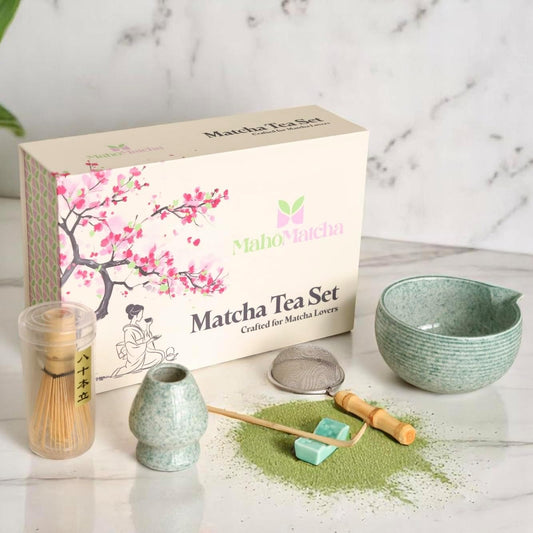 Whisk Set – 6-Piece Matcha Bowl & Bamboo Whisk Kit with Bowl, Scoop, Sifter, Ceramic Chasen Holder & Premium Gift Box | Cute Japanese Matcha Ceremony Tea Set for Making Breakfast & Latte