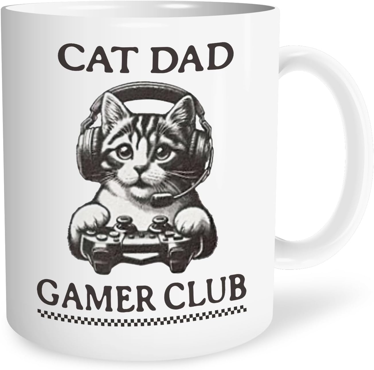 Funny Cat Dad Gamer Club Mug, Cute Kitten Ceramic Coffee Cup, Cats Dad Gift, Cats Lover Gifts for Men, Gifts for Video Game Lovers Men, Funny Gaming Cat Coffee Tea Mugs 11 oz