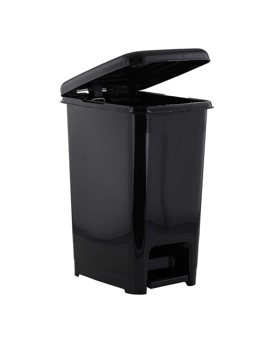 Superio Slim Plastic Trash Can with Foot Pedal 4 Gallon Step-On Garbage Can for Bathroom, Kitchen, Office & Dorm Room Black