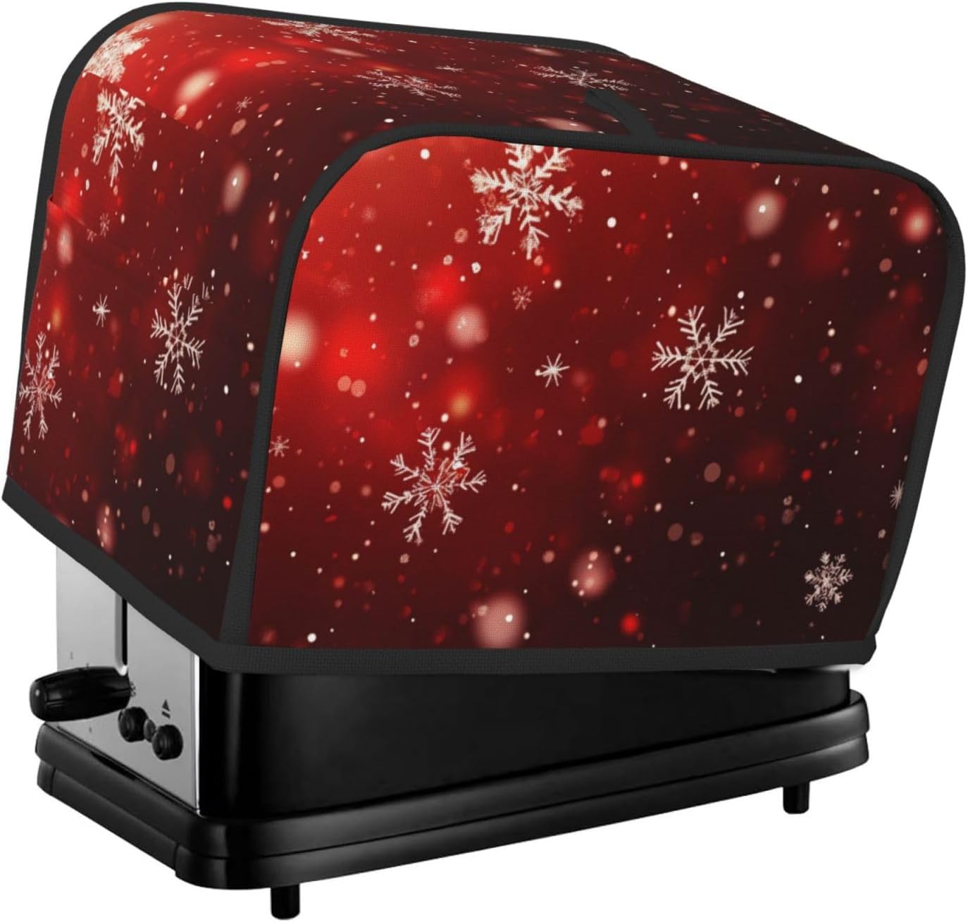 Toaster Cover 2 Slice Red Christmas Snowflake Xmas Glitter Kitchen Small Appliance Covers with Pockets Dust and Fingerprint Protection