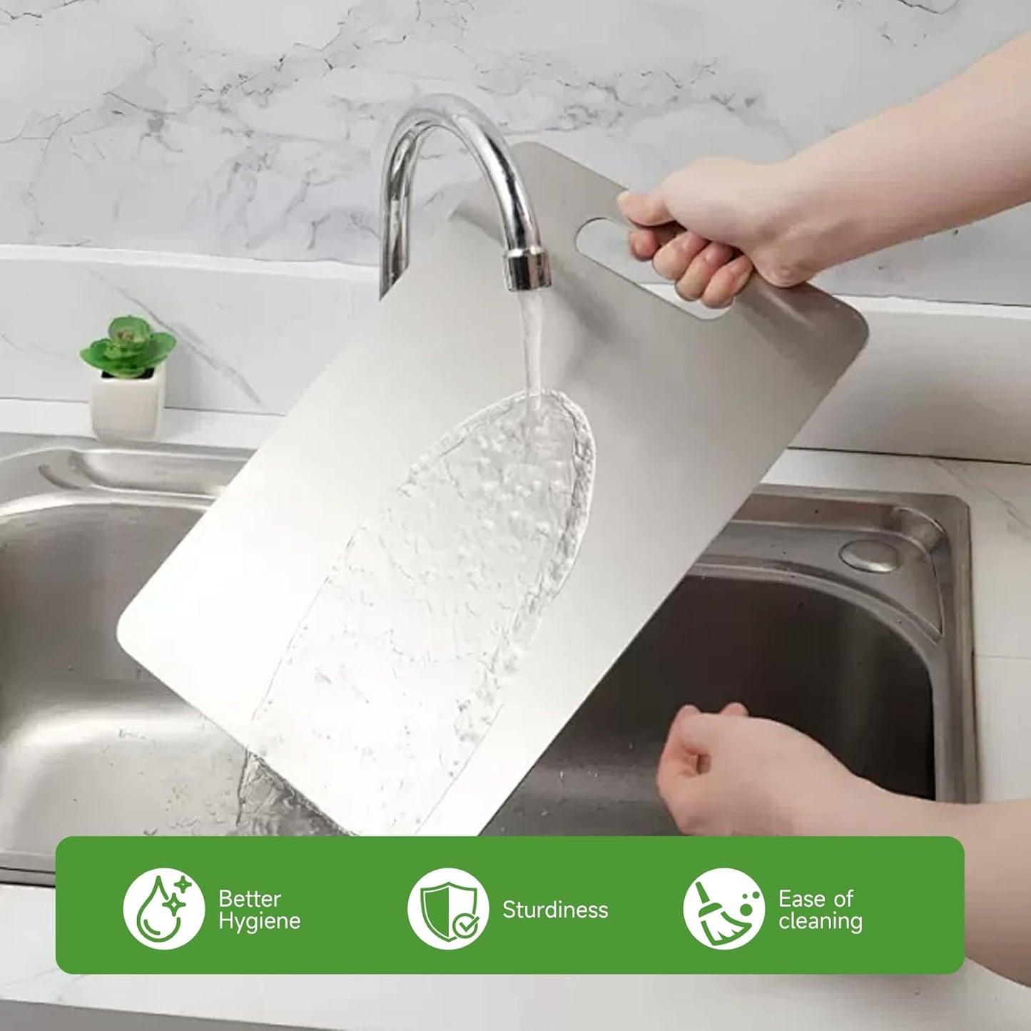 Titanium Cutting Board - 2025 New Upgrade 100% Pure Titanium Cutting Boards for Kitchen Double Sided Non Toxic Cutting Board,Hygiene Durable Dishwasher Safe Chopping Board(L:15.35IN*11.02IN)