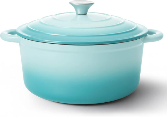 6 Quart Dutch Oven Pot with Lid, Non Stick Enameled Cast Iron Dutch Oven for Bread Baking, Heavy-Duty, Oven Safe Ceramic Cookware Up to 500°F for Baking, Braising, Stews, Roasting, Verdant