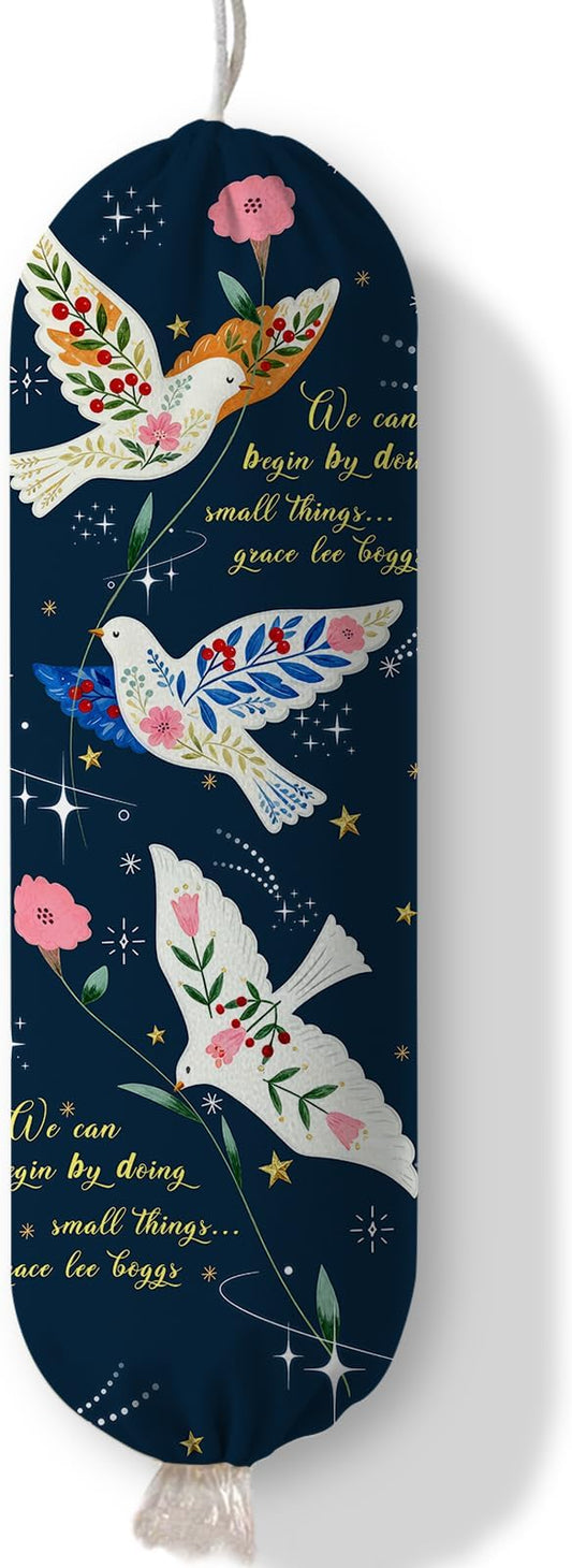 Bird Plastic Bag Holder, Wall Mount Organizer for Reusable Canvas Grocery Bags, Decorative Home Kitchen Pantry Decor Hanging Plastic Bag Dispenser, Christ Bird Shopping Bags Storage Dispenser