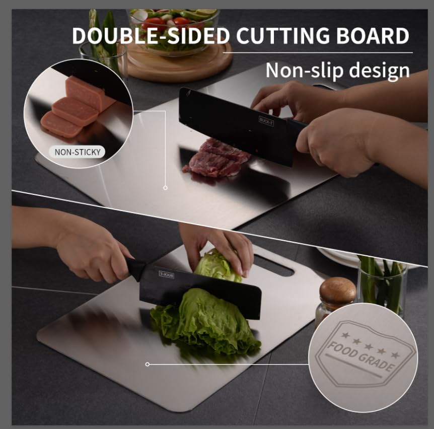 Katuchef Titanium Cutting Board 2025 New Upgrade Pure Titanium Cutting Boards for Kitchen Double Sided Cutting Boards Non Toxic,Hygiene Durable Chopping Board Suitable for Dishwasher Safe (3PC:S+M+L)