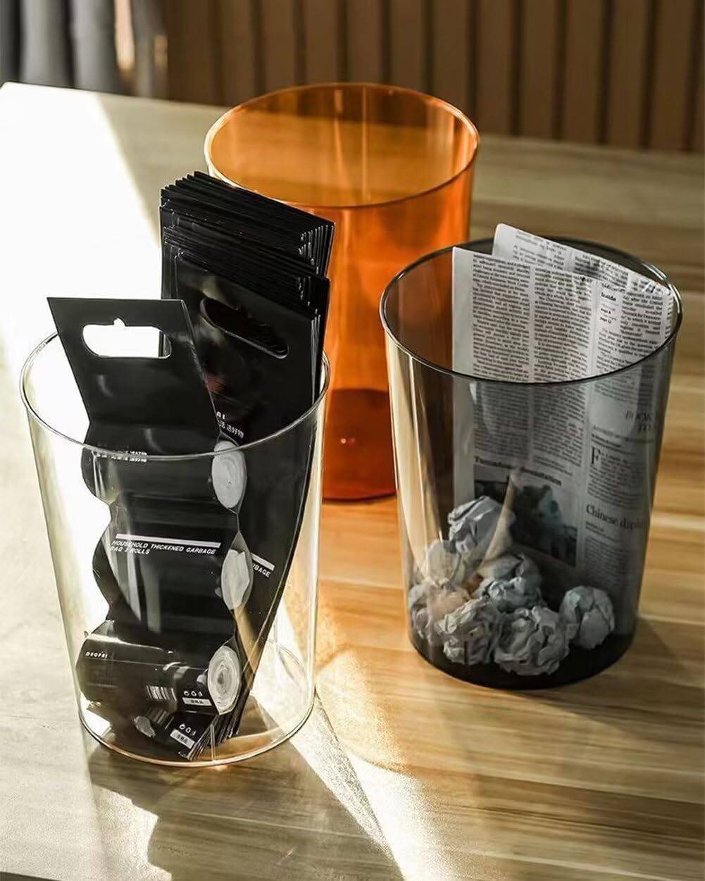 Bathroom Trash Can 8.7 x 7.1 x 9.8 Inch Small Trash Can Plastic Wastebasket Large Capacity Grey Round Garbage Can for Bathroom Bedroom Office Kitchen Dorm Room (L)