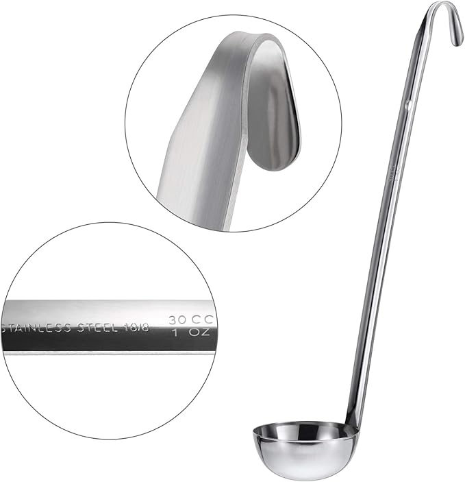 meekoo 3 Pieces Stainless Steel Ladle Soup Handle Ladle with Pouring Rim for Kitchen Cooking Soup Sauce(1 oz)